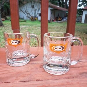 (2) Vintage A&W Root Beer Handled Mug - Large (4.25" TALL) WITH DEFECT